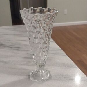 Vintage Pedestal Bud Vase | Fostoria American | Cube Pattern | Shabby Chic